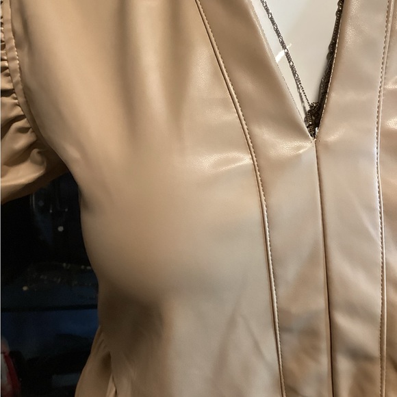 ENTRO RUFFLE VEGAN LEATHER DRESS - Picture 3 of 9